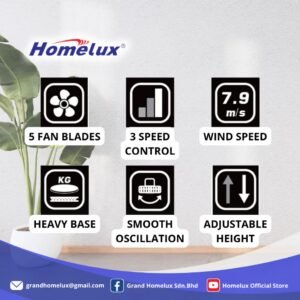 Alternative view of HOMELUX 2 IN 1 STAND FAN 8" ADJUSTABLE STAND FAN HSF-108PW KIPAS BERDIRI/MEJA BOLEH LARAS