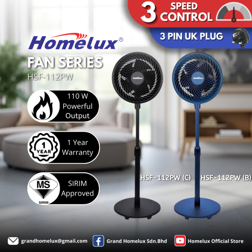 Homelux 8" 12" Stand Fan / Table Fan / Wall Fan Remote Adjustable Height 80W 110W Powerful Wind - Image 3