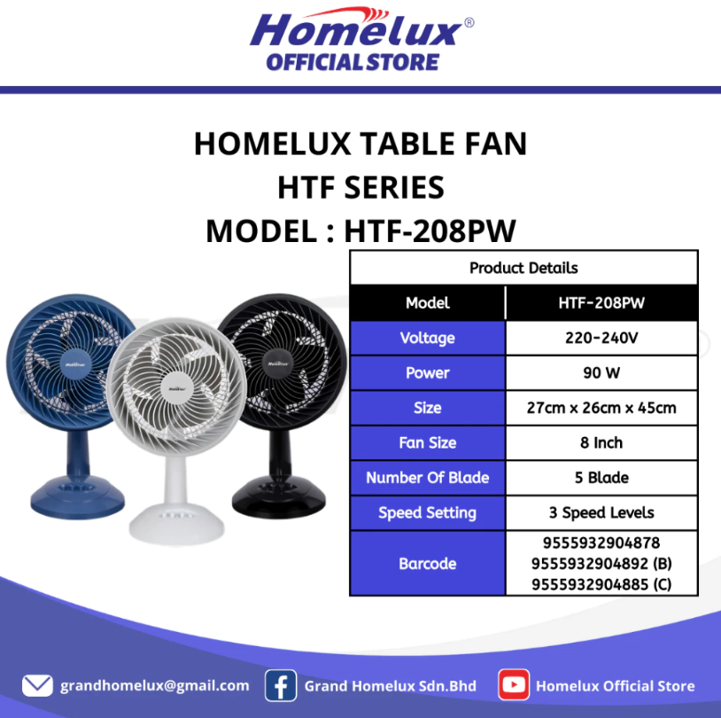 Homelux 8" 12" Stand Fan / Table Fan / Wall Fan Remote Adjustable Height 80W 110W Powerful Wind - Image 8