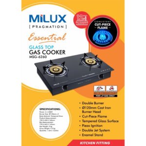 Milux Tempered Glass Top Gas Cooker Gas Stove | MSG-6260 - Image 4